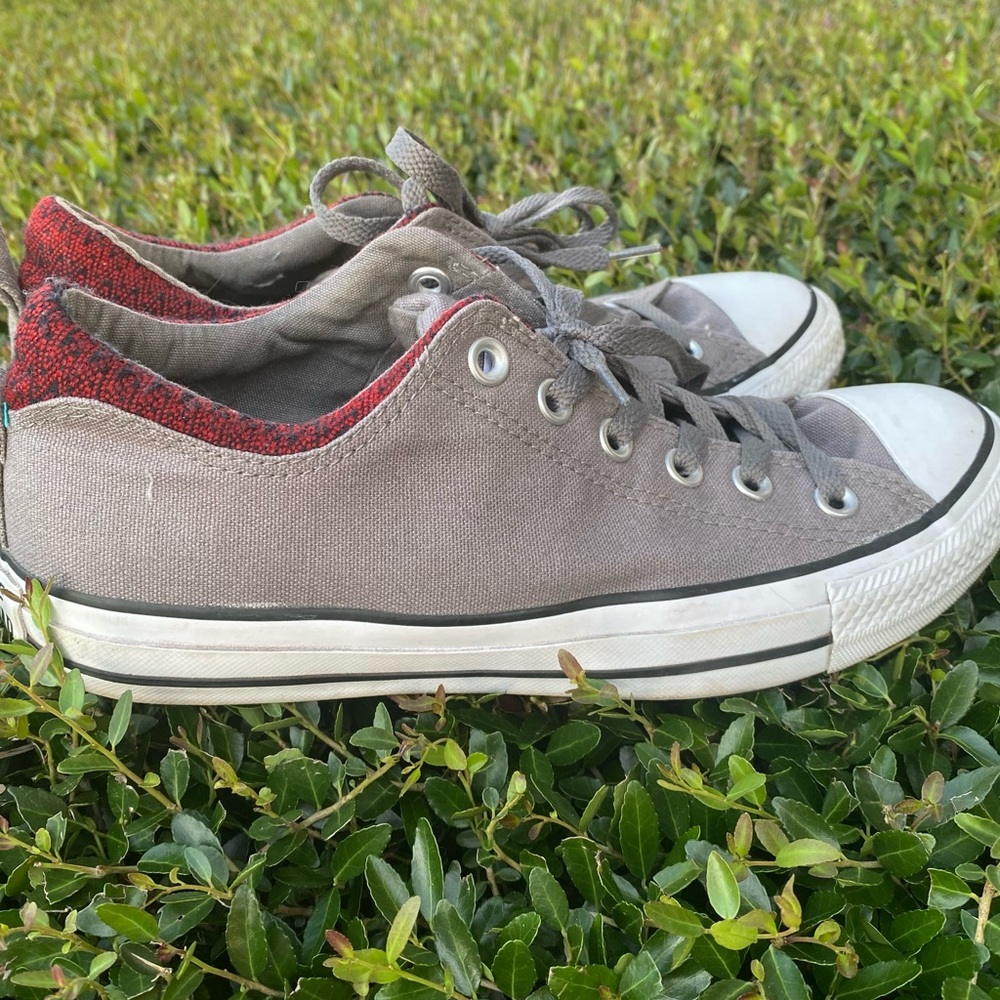 Converse All Star Gray Maroon Dual Collar Unisex Sneakers Sz M 7.5/ W 9.5
